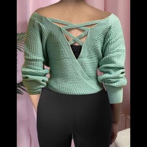 CASUAL HOLLOW OUT BACK CROSS STRAPS SWEATER NWOT